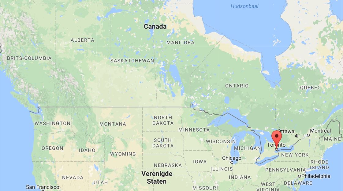Ligging van Toronto (Google Maps)