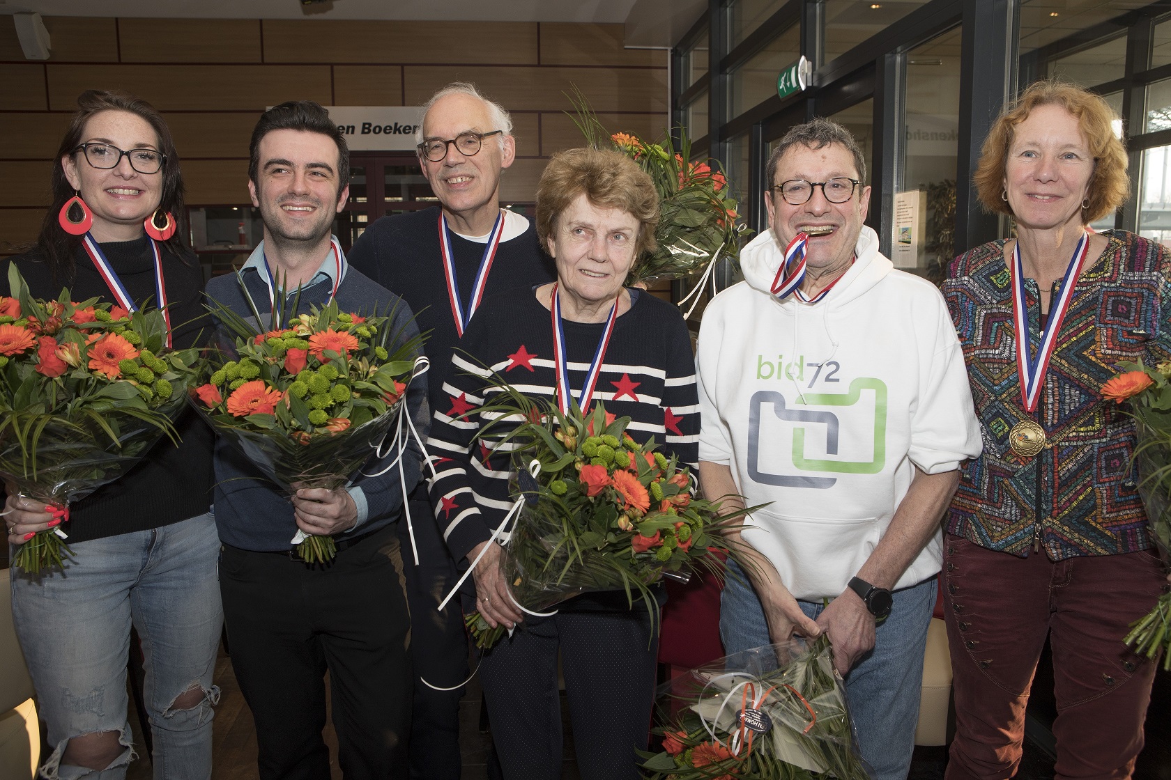 De medaillewinnaars: van links Van der Toorn, De Pagter, Maas, Vriend, Van Cleeff, Witvliet (Louk Herber)