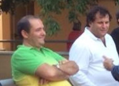 Claudio Nunes (links) en Fulvio Fantoni blij met hun vrijspraak (Neapolitan Club)