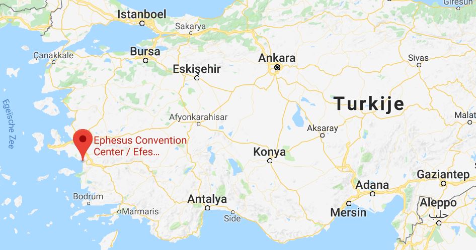 Ligging van Kusadasi in Turkije (Google Maps)