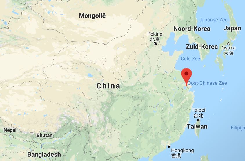 Ligging van de speellocatie in China (Google Maps)