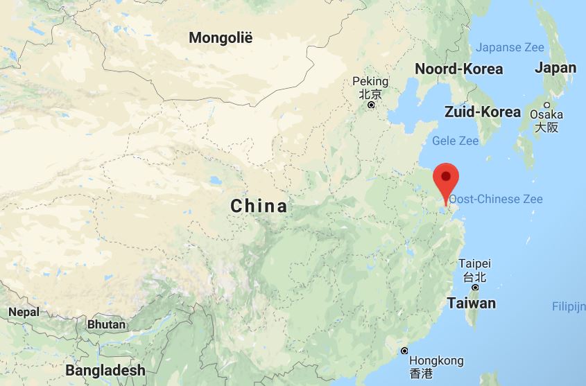 Ligging van de speellocatie in China (Google Maps)