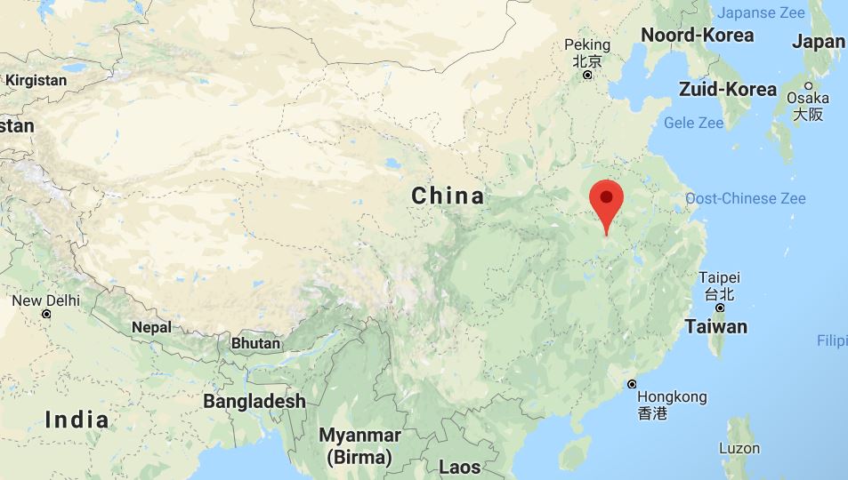 Ligging van Wuhan, Hubei in China (Google Maps)