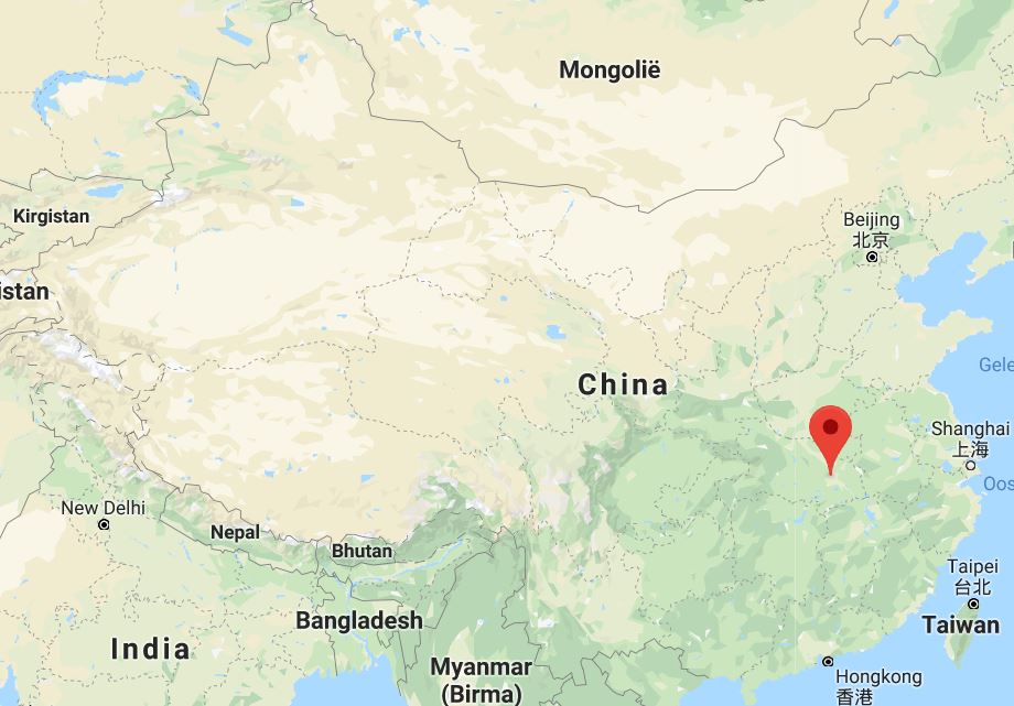 Ligging van Wuhan in China (Google Maps)