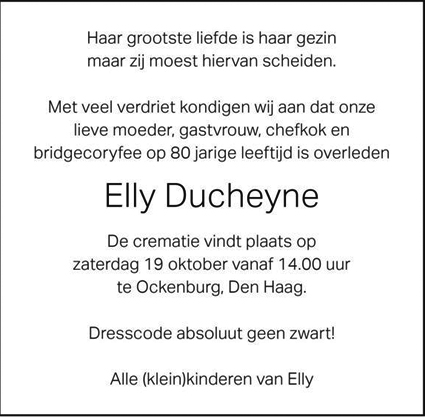 Elly Ducheyne overleden